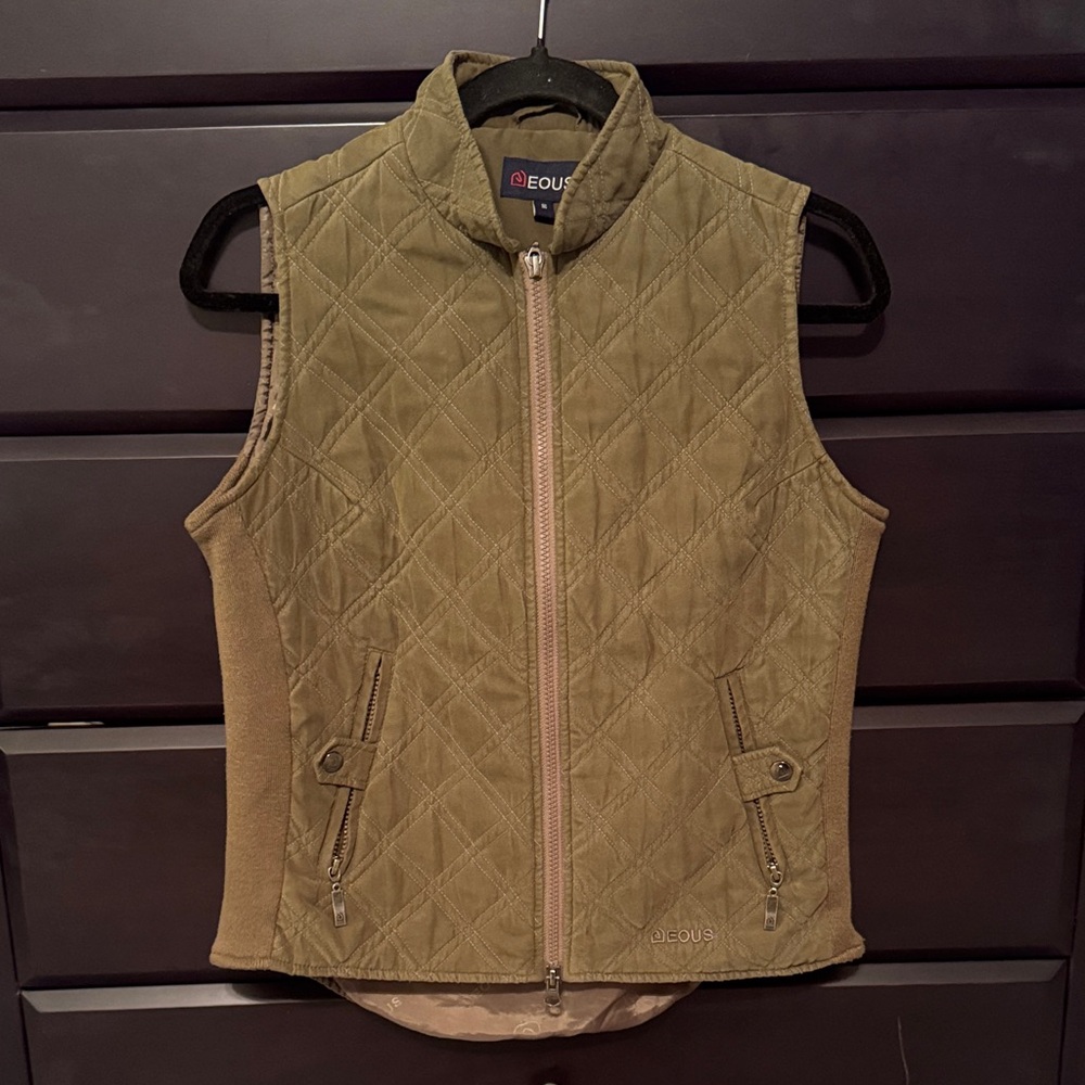 Eous Women’s Equestrian Olive Quilted Vest for Small